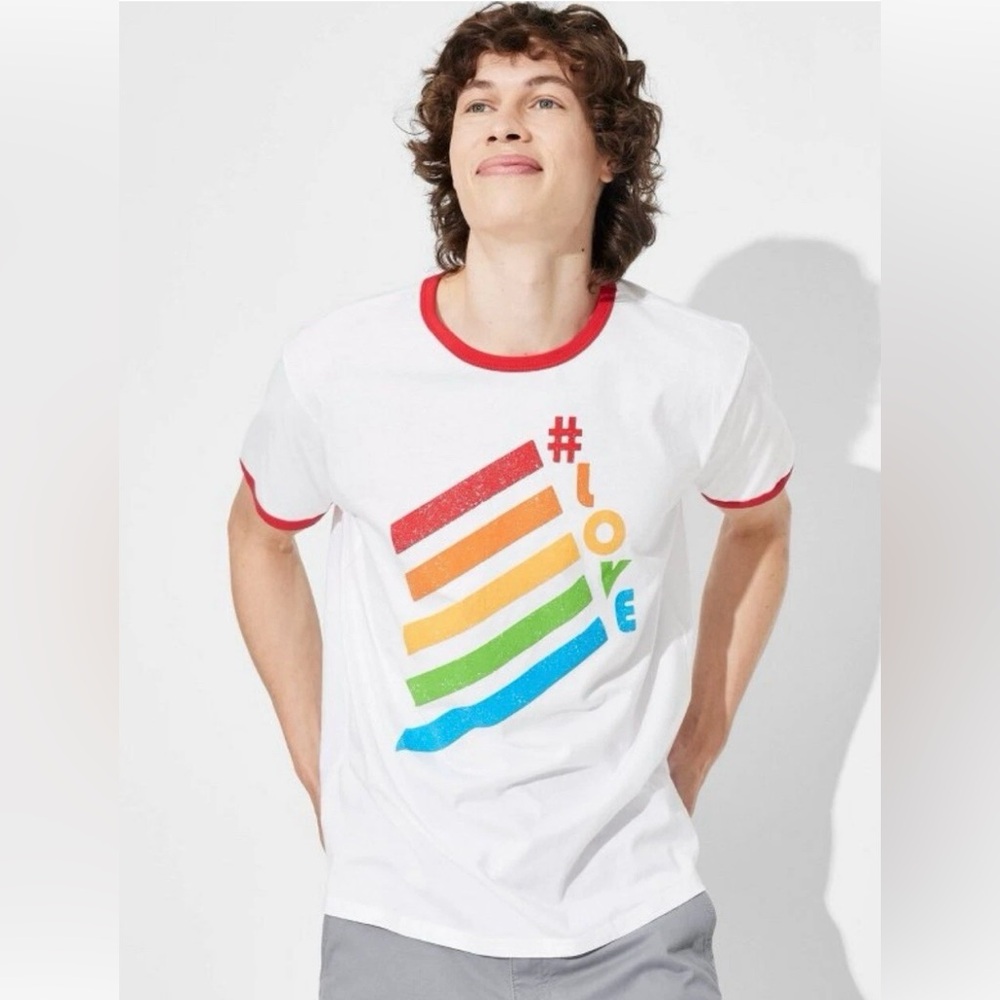 NWT T- Shirt Pride Adult Short Sleeve '#Love' Ringer